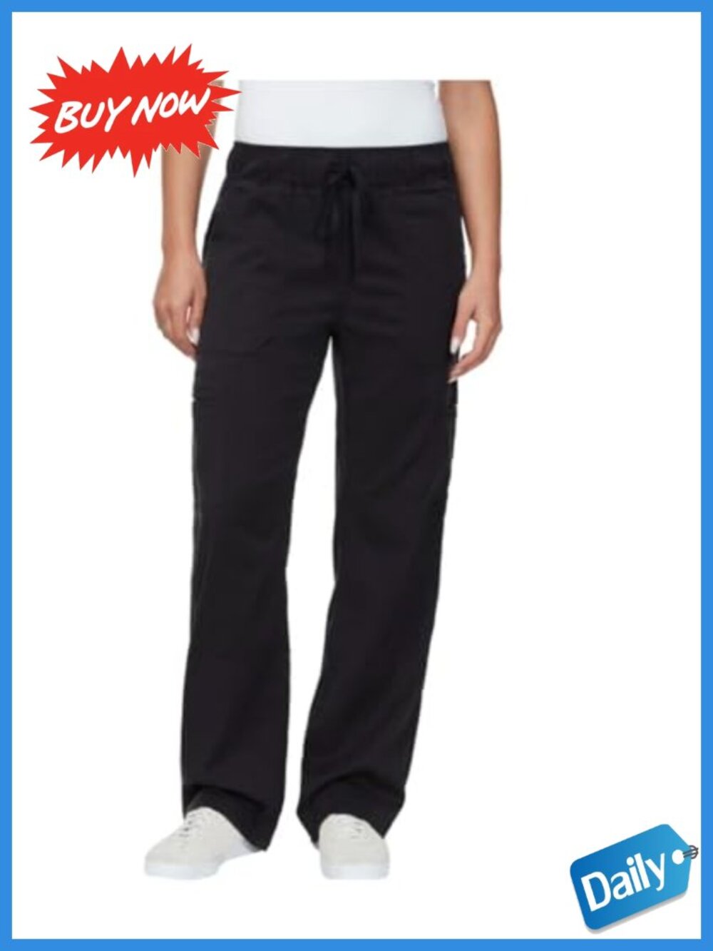 Tencel Pull-On Cargo Pant Straight Leg Elastic Waist Drawstring